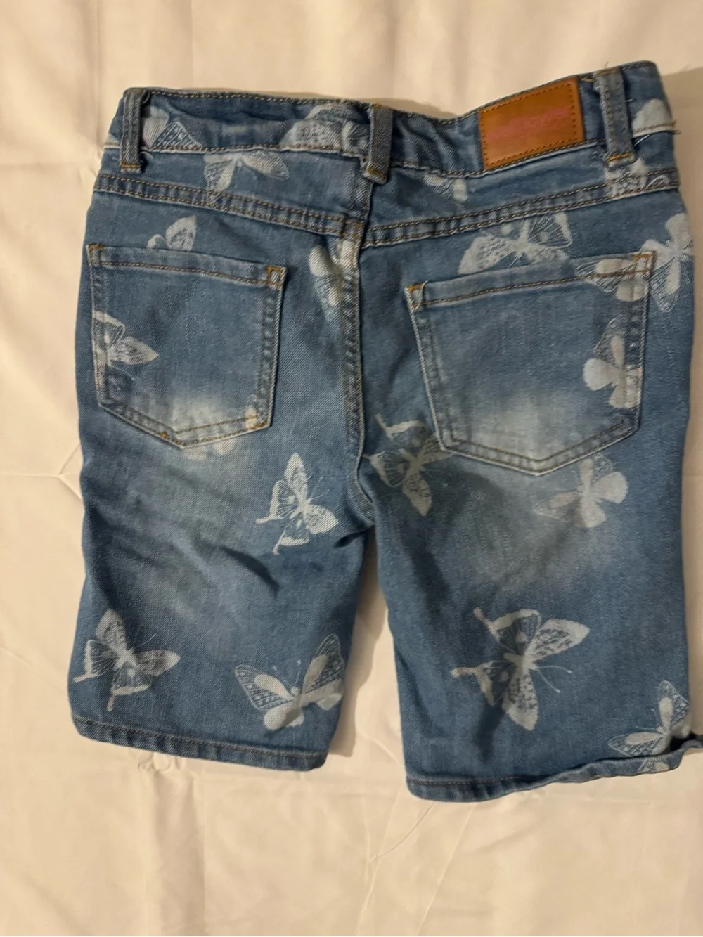 Wallflower Girl Light Blue Denim Butterfly Print Shorts
